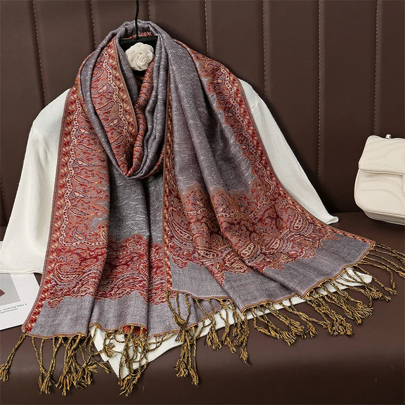 Luxury Brand Autumn Cashmere Pashmina Shawl Lady Wrap Warm Winter Scarves Design Print Female Foulard Cotton Stoles Scarf 2025