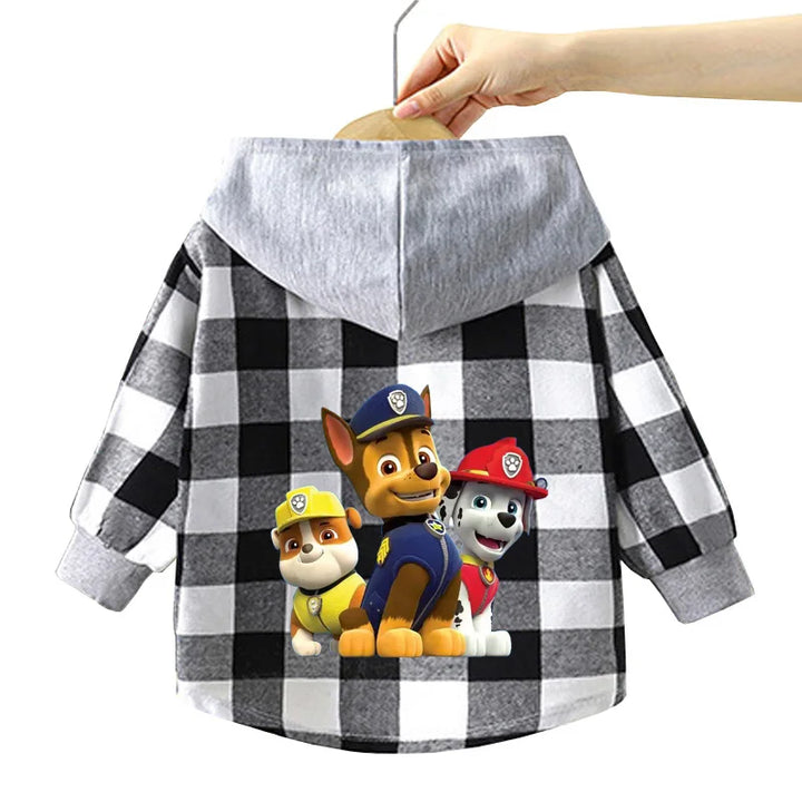 Paw Patrol Children's Hooded Shirts Kids Clothes Baby Boys Plaid Shirts Coat for Spring Autumn Girls Long-Sleeve Jacket Clothing