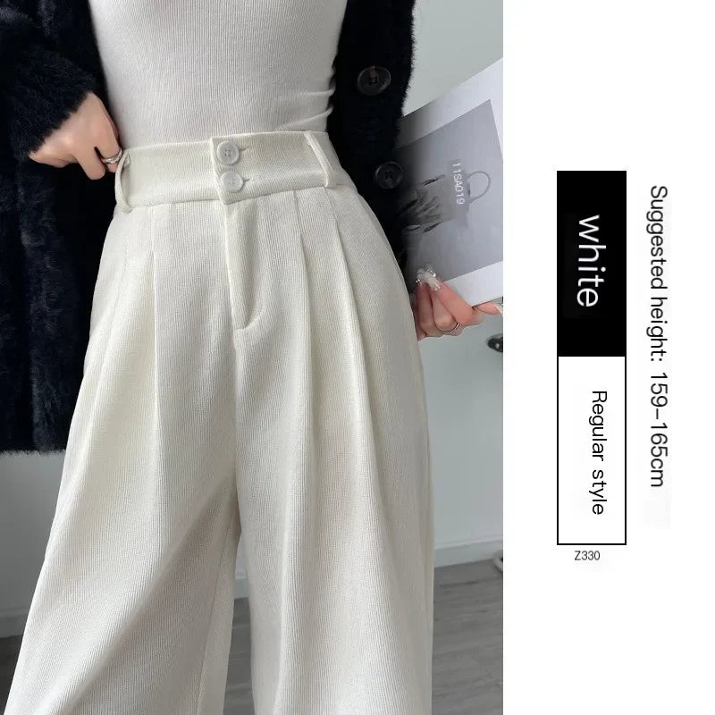 Pantalones de mujer high waisted women's pants, wide leg pants, autumn straight leg office women's pants, Korean fashion pants,