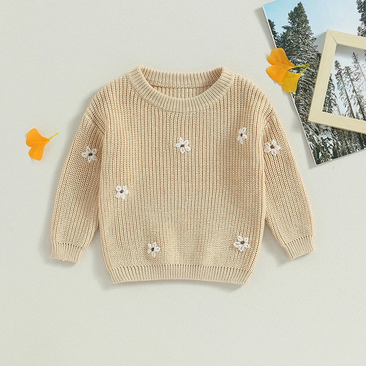 Newborn Baby Girls Winter Flower Sweater Clothes 2023 Autumn Newborn Infant Clothing Pullover Knitted Kids Sweaters