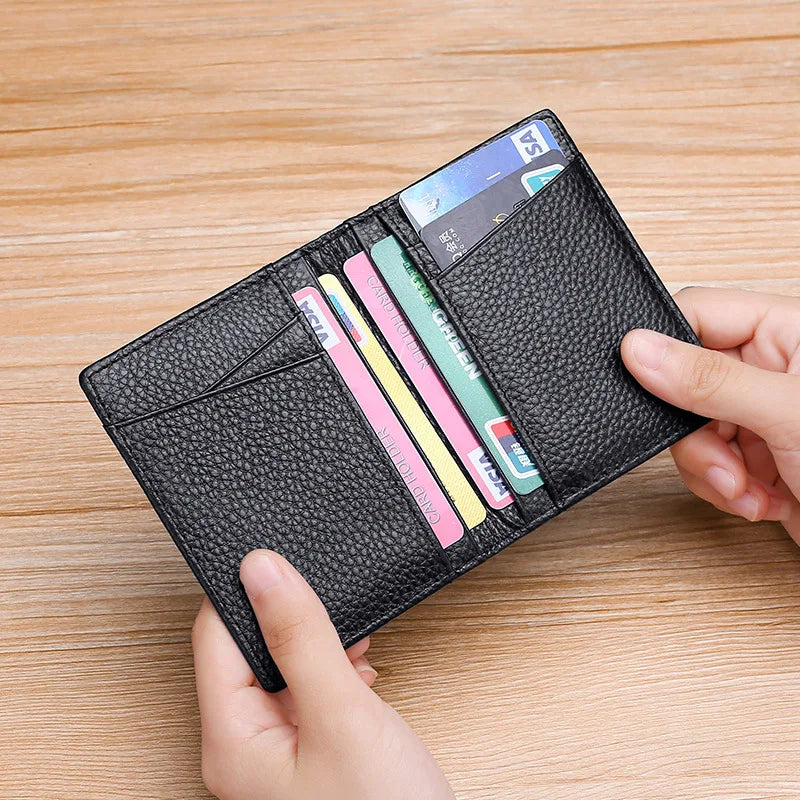 YUECIMIE Super Slim Soft Wallet Genuine Leather Mini Credit Card Holder Wallets Purse Thin Small Card Holders Men Wallet