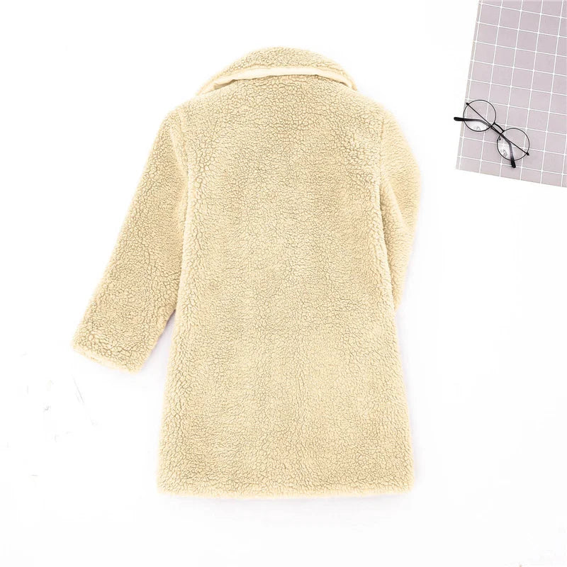 Warm Lamb's Wool Jackets For Girls Boys Winter Fleece Outerwear Autumn Children Fashion Single-Breasted Coats Big Kids Clothes