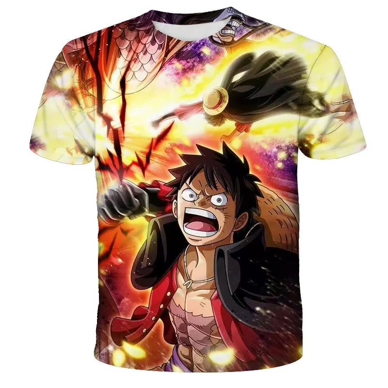 Japanese anime One Piece cartoon children's adult 3D printed top T-shirt One Piece boy cartoon cute top T-shirt