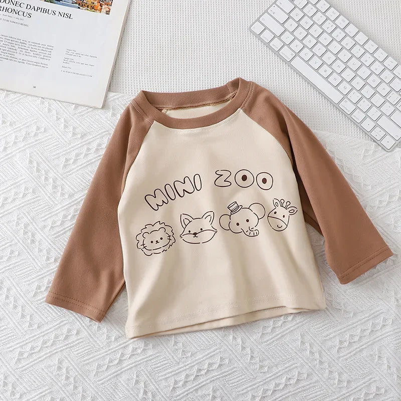 Children Warm T-shirt Spring Children's T-shirt Boys Girls Long Sleeve Base Coat Leisure Wear Boys Girls Tops Kids Clothes