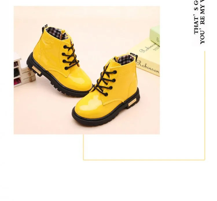 Kids Girls Boys Boots Non-slip Wear-resistant Soft Bottom Children Boys Girls Shoes Handsome Fashion Kids Warm Shoes