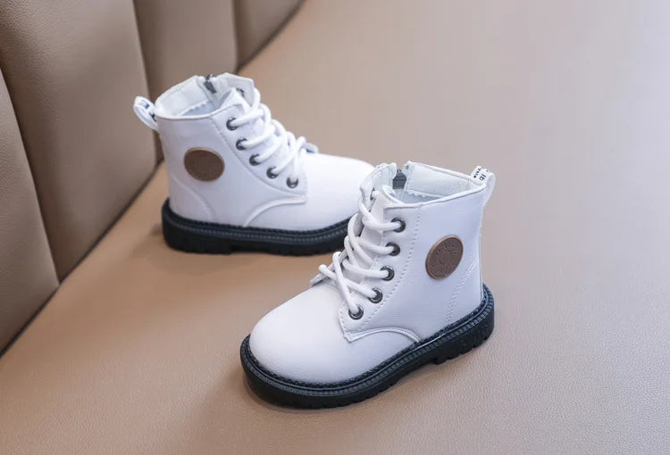 Four Seasons Child Shoes Short Ankle Snow Boots Kid Sports Boot Boy Girl Shoe Fashion Soft PU Leather Warm Toddlers Big Kid Boot