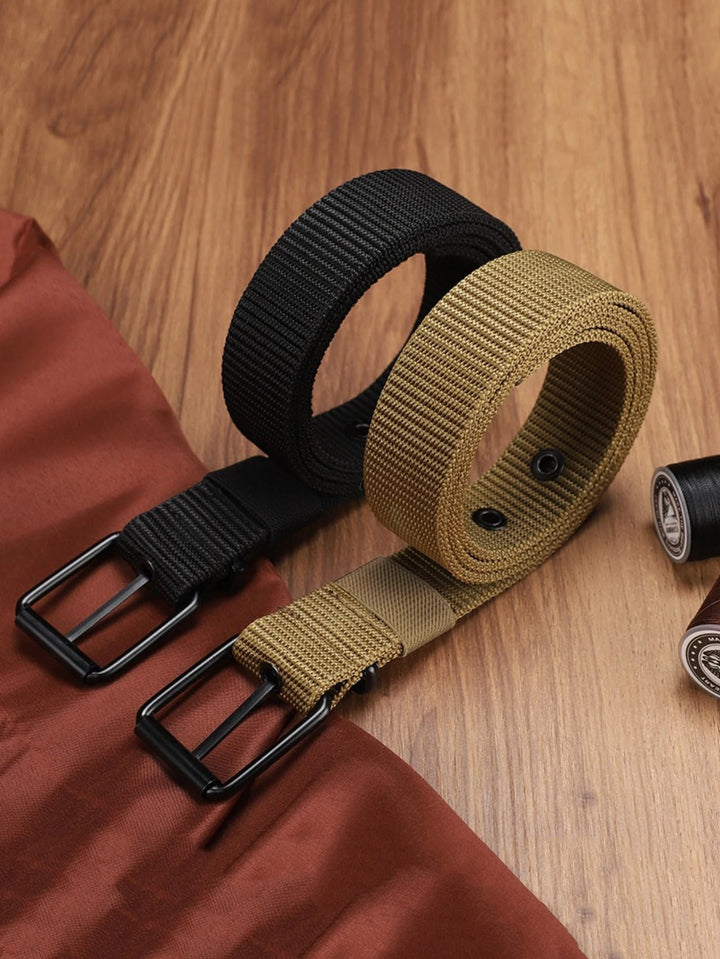 Perforated canvas belt men's needle buckle belt student youth Korean version versatile jeans belt military training extend