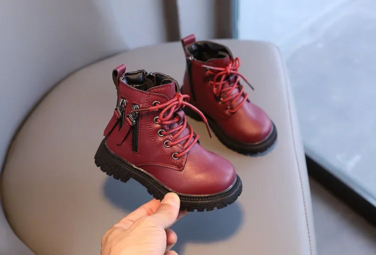 2024 Spring Autumn Winter Ankle Boots Light Girl Platform Shoes Burgundy Beige Black Boys Short Boots Super Cozy Shoes