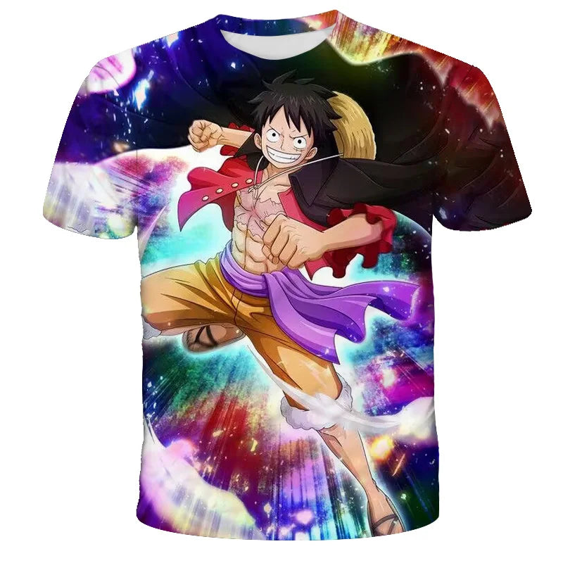 Japanese anime One Piece cartoon children's adult 3D printed top T-shirt One Piece boy cartoon cute top T-shirt