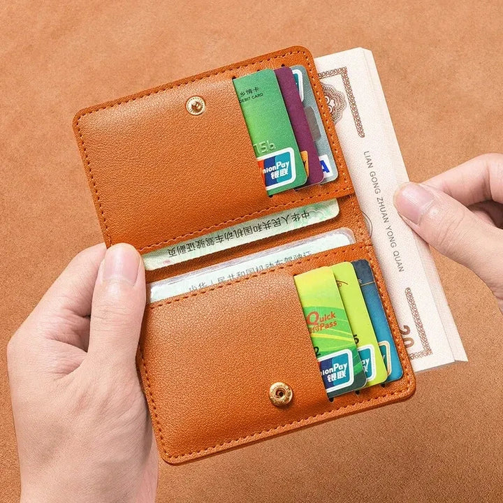 2024 New Mens & Women's Wallet Simplified Folding Button Small Wallet Driver's License Card Bag Male Student Soft Leather Wallet