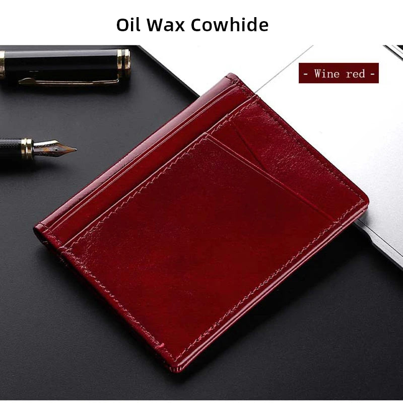 YUECIMIE Super Slim Soft Wallet Genuine Leather Mini Credit Card Holder Wallets Purse Thin Small Card Holders Men Wallet