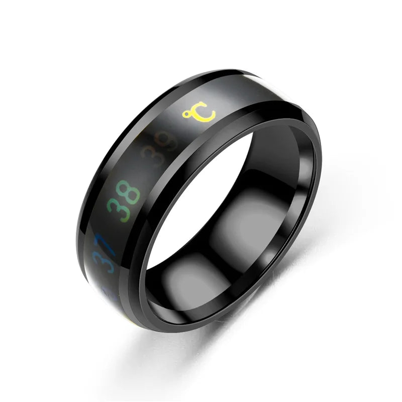 Temperature Ring Titanium Steel Mood Emotion Feeling Intelligent Temperature Sensitive Ring for Women Men Waterproof Jewelry