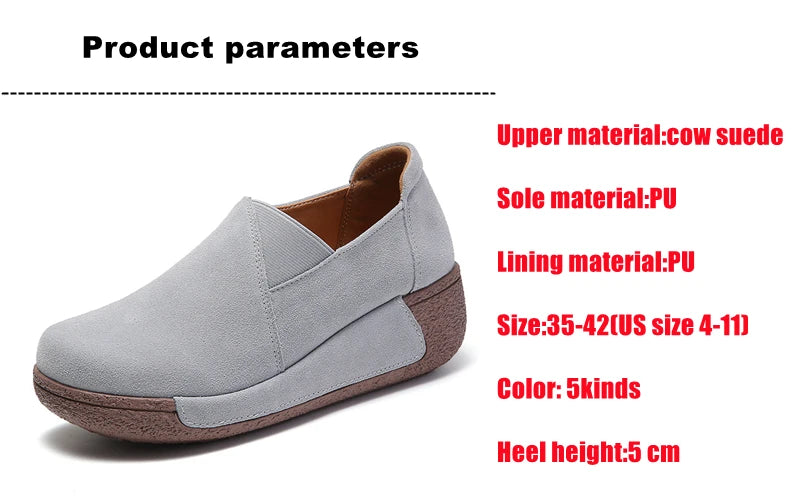 WOIZGIC Women Mother Female Genuine Leather Shoes Platform Flats Loafers Slip On Korean Plus Size 41 42 Vulcanized Shoes