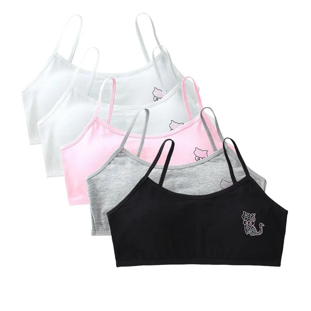 5PCS/Lot Teeange Girls Small Training Bras Purbery School Girl Sports Bra Children Detachable Chest Pad Underwear Kids Tube Tops