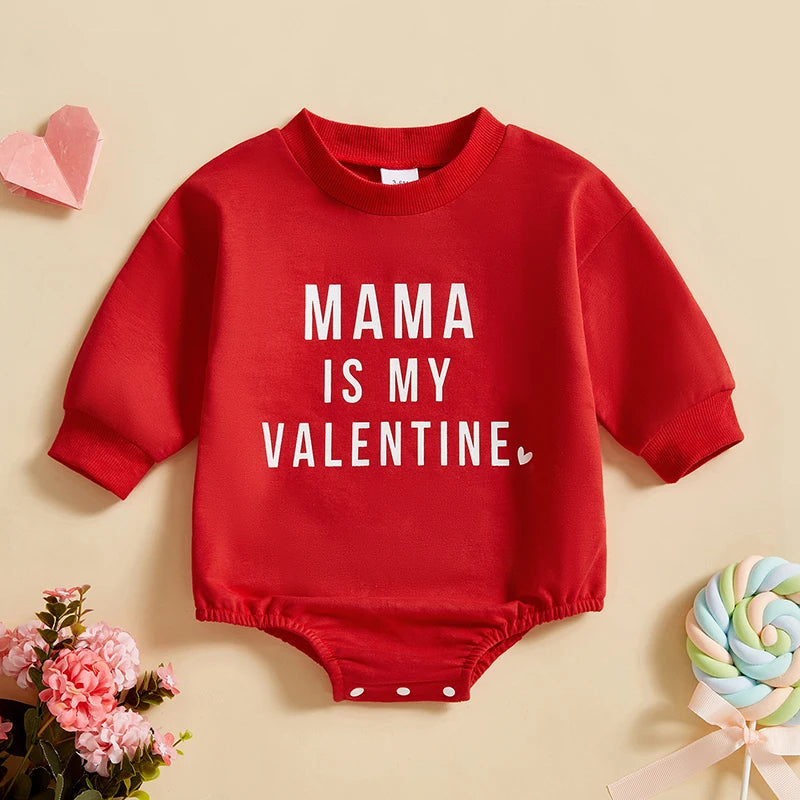 Baby Boy Valentine s Day Romper Casual Letter Print Long Sleeve Jumpsuit for Infant Toddler Cute Outfit