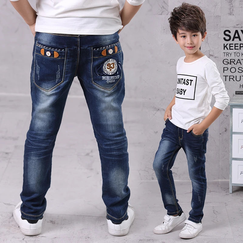 IENENS Kids Boys Jeans Baby Clothes Classic Pants Children Denim Clothing Infant Boy Casual Bowboy Bottoms Trousers  4-11 Years