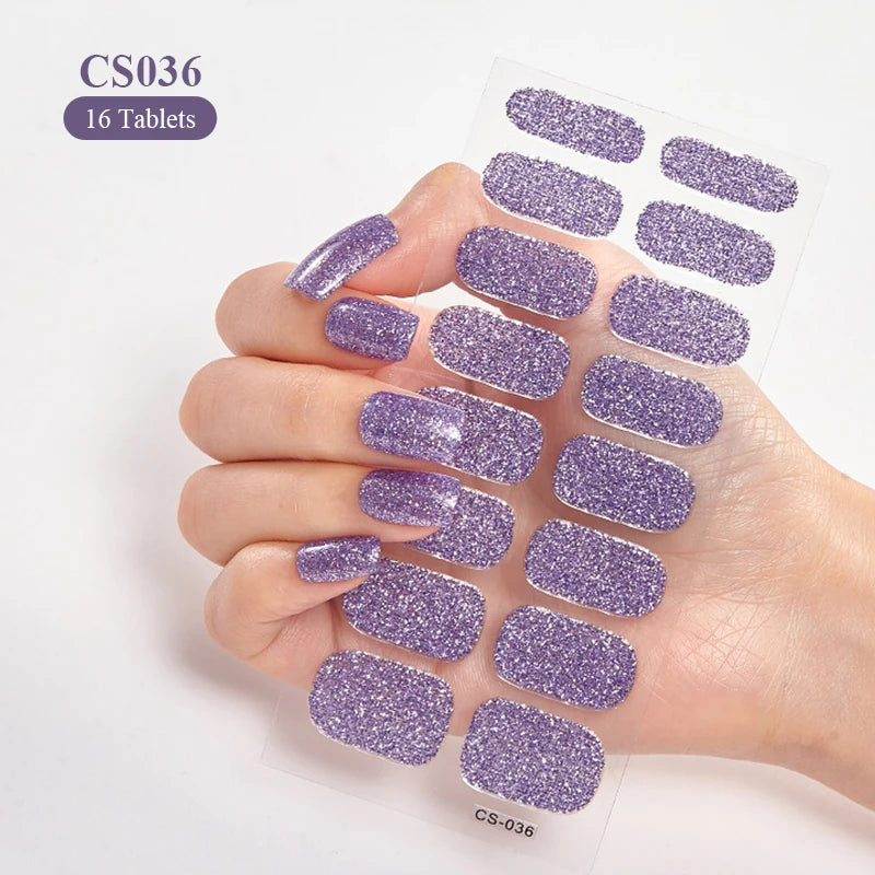 Full Cover Nail Stickers Fashion Nail Polish Nail Decoration Sparkling Glitter Self Adhesive Manicure Designer Nail Art Sticker