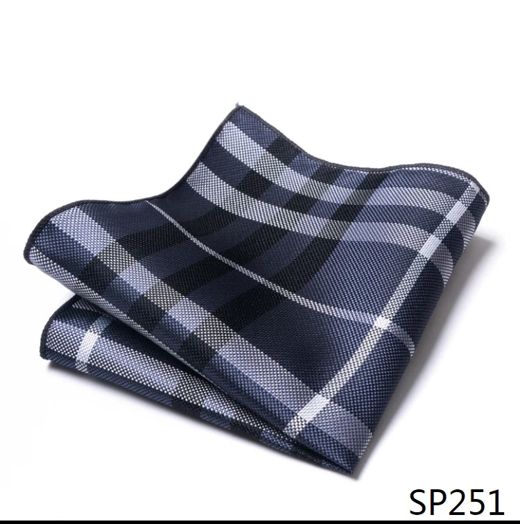 High Grade Brand Silk Kerchief Man Dark Blue Striped April Fool's Day Fit Formal Party Pocket Square Handkerchiefs Suit Hanky