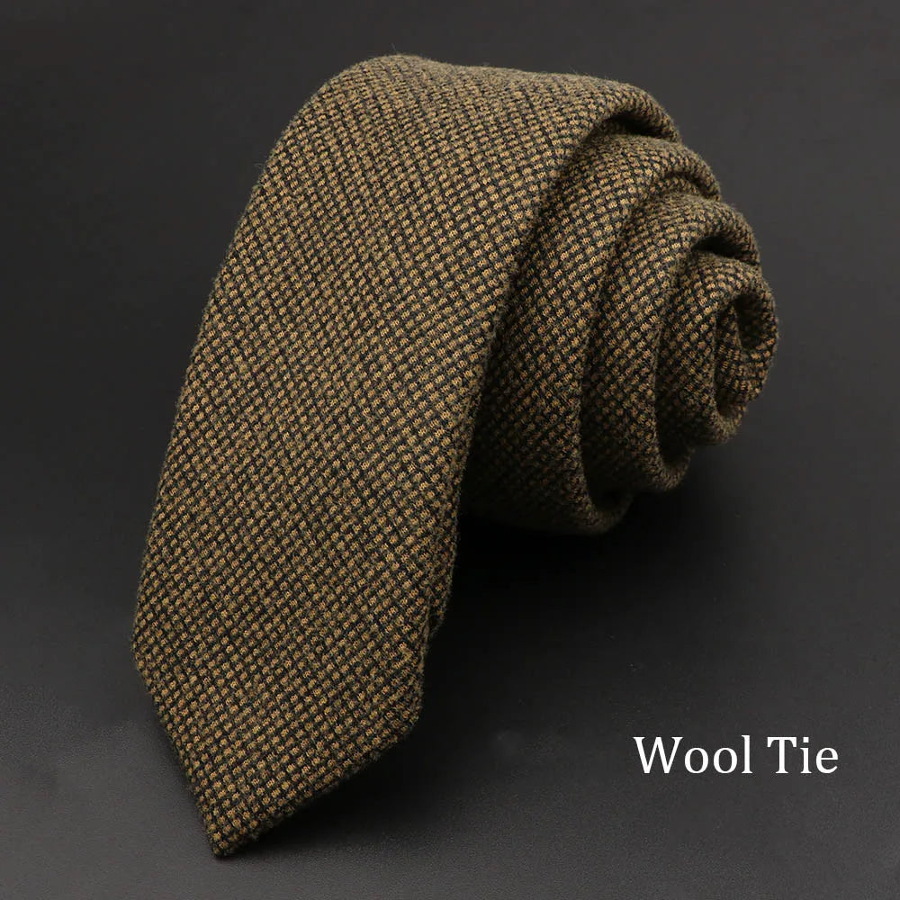 Original High Quality Solid Cotton Handmade Wool Ties Men Necktie Striped Narrow Collar Slim Cashmere Casual Tie Accessories