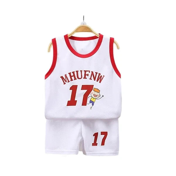 Children's Sets Summer Children Sleeveless T-shirt Shorts Set Quick-drying Outdoor Tank Top Shorts Sets Boys Sport Basketball Tr