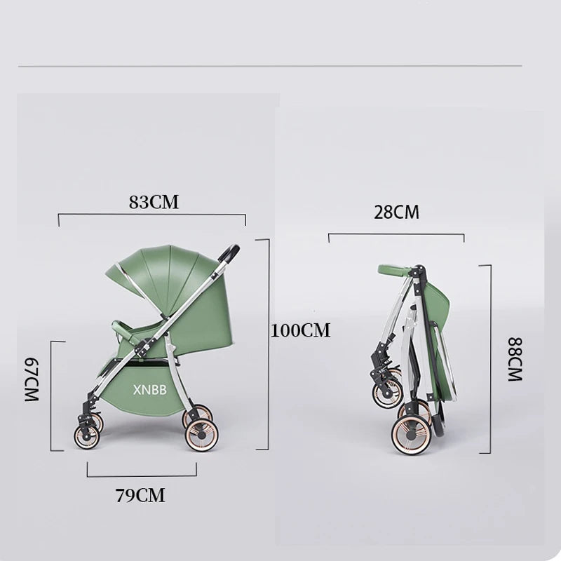 Baby Stroller can Sit or Lie Down Two-way High Landscape Portable Shock-absorbing One-touch Folding Children's Stroller Pram