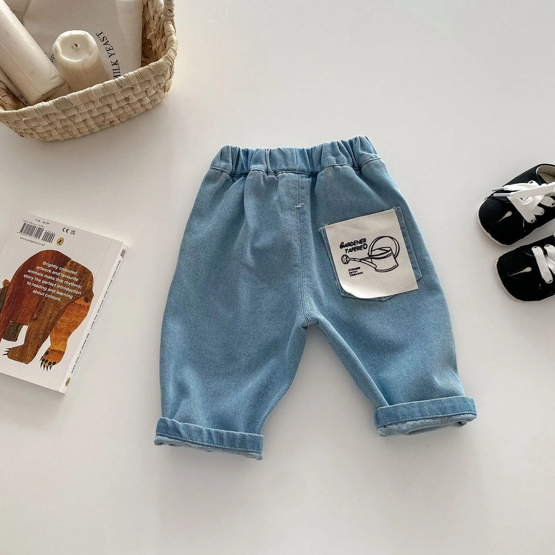 MILANCEL 1-5Y Children Jeans Boys Denim Pants Mid Waist Girls Trousers Fashion Kids Plaid Pants