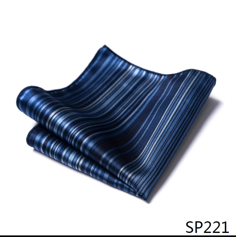 High Grade Brand Silk Kerchief Man Dark Blue Striped April Fool's Day Fit Formal Party Pocket Square Handkerchiefs Suit Hanky