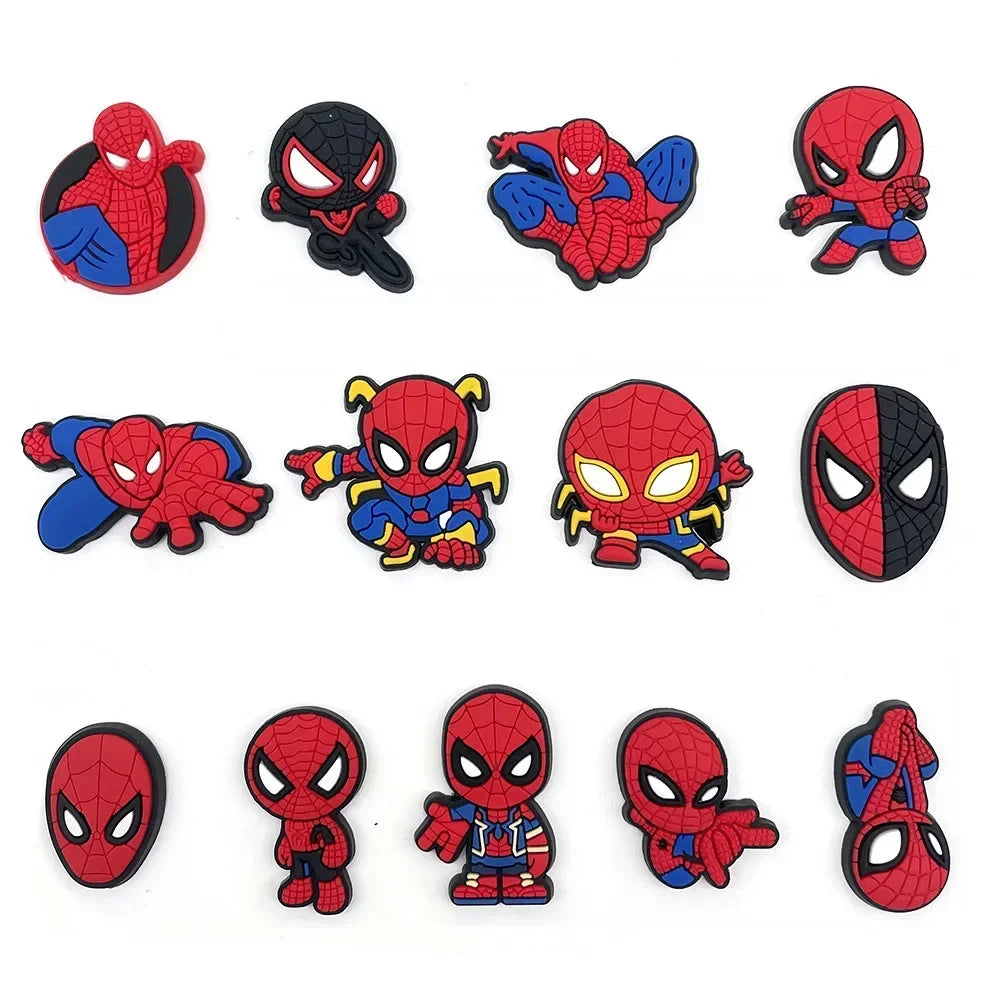 13Pcs/set Marvel Super Hero Shoe Charms Spiderman PVC shoe Accessories Fit shoe Clogs Cartoon Sandals Decorate boys Party Gift