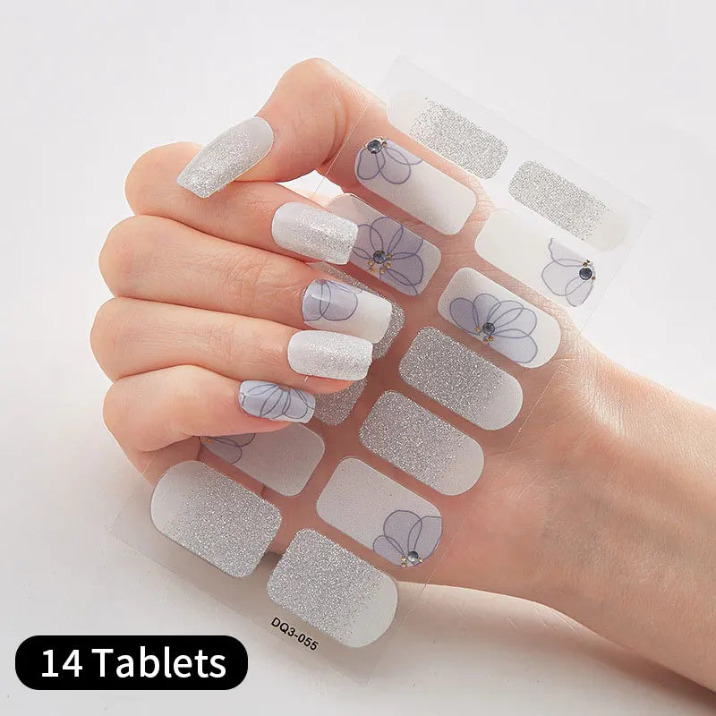 Full Cover Nail Stickers Fashion Nail Polish Nail Decoration Sparkling Glitter Self Adhesive Manicure Designer Nail Art Sticker