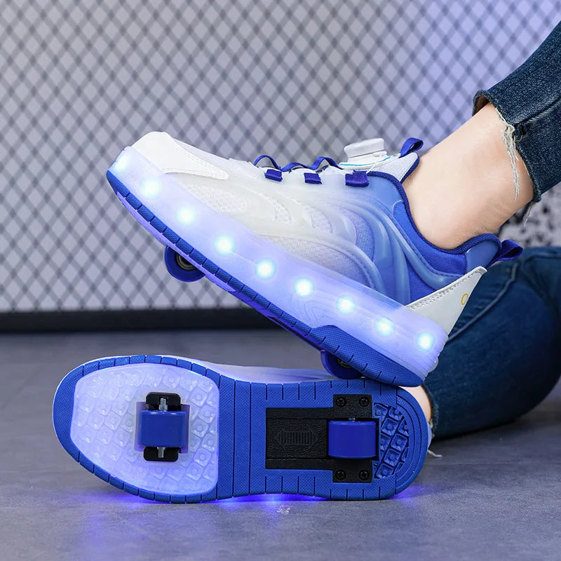 Two Wheels Children's Led Light Roller Skate Shoes For Kids Boys Girls Glowing Sports Luminous Sneakers Skateboard USB Charging