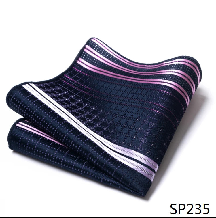 High Grade Brand Silk Kerchief Man Dark Blue Striped April Fool's Day Fit Formal Party Pocket Square Handkerchiefs Suit Hanky