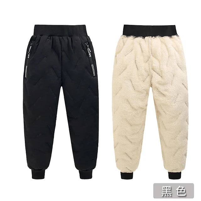 Children's Cotton Pants Winter Boys Thickened Trousers Teen Boys Cotton Lamb Wool Warm Cotton Pants Boys' Plush Casual Pants