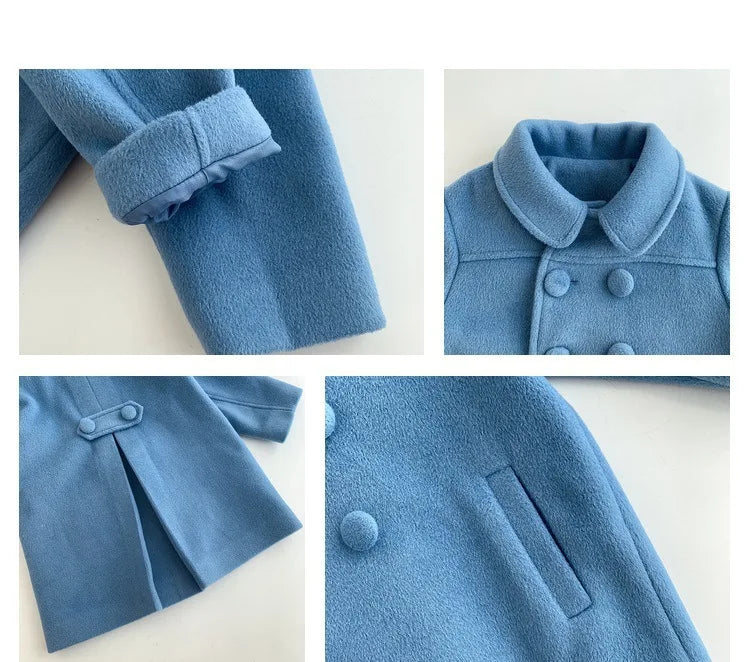 Winter Girl's Long Fashion Plus Cotton Coat 2024 Baby Girl Korean Style Thickened Double-breasted Coat Children Warm Jacket