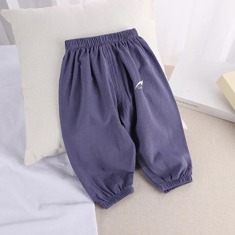 1 2 3 4 5 Years New Children's Anit-mosquito Pants Summer Baby Air Conditioning Bloomers Boys and Girls Cotton and Linen Pants