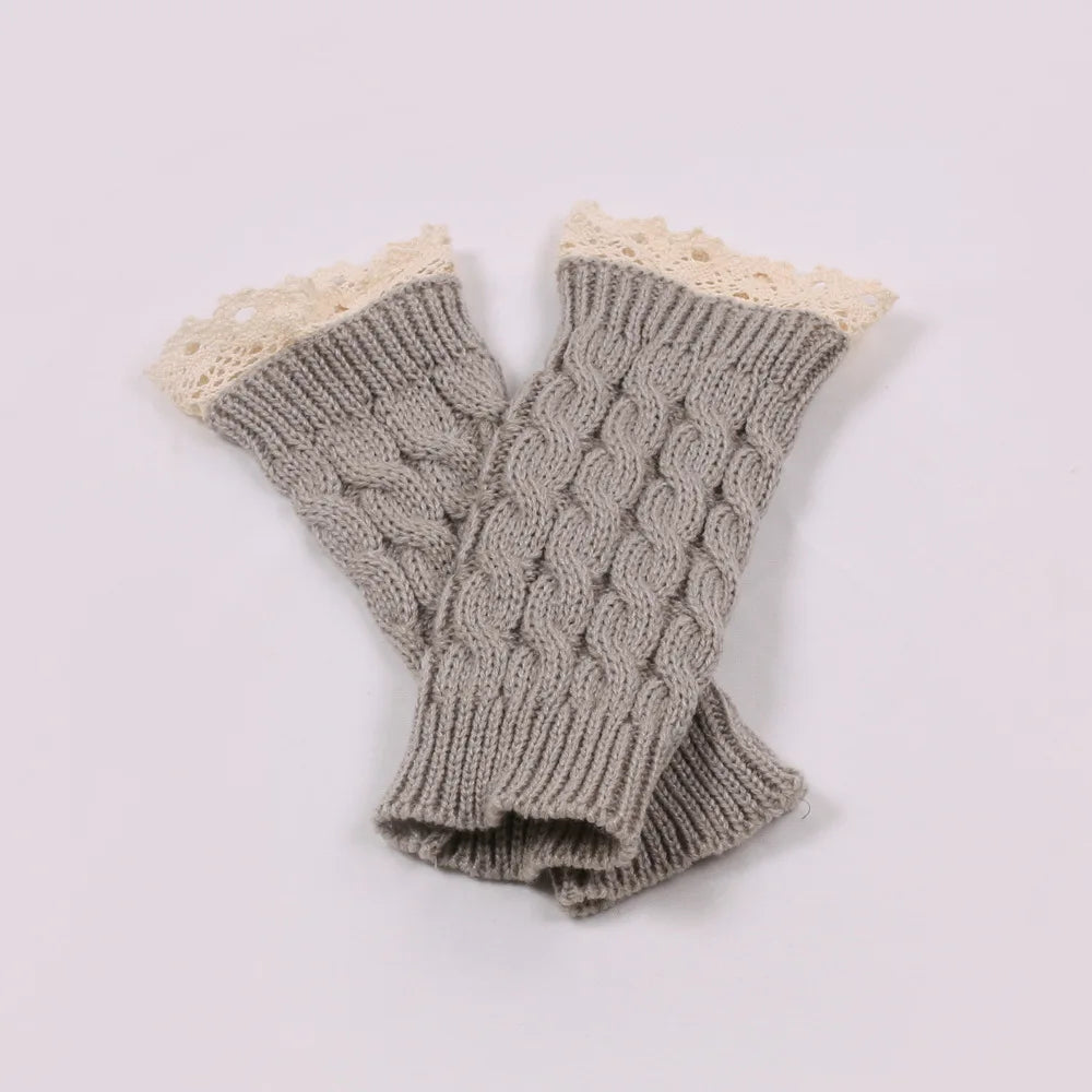 New Lace Fingerless Gloves Women's Gloves Winter Warm Cute Student Writing Typing Half Finger Acrylic Knitted Glove Mittens y2k