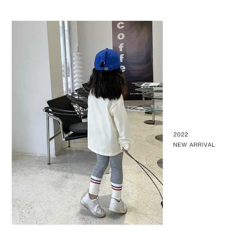 2024 Autumn Children's Fashionable Sports Set Baby Girl Sweater + Leggings Two-piece Sets Girl Toddler Cartoon Alphabet Clothing