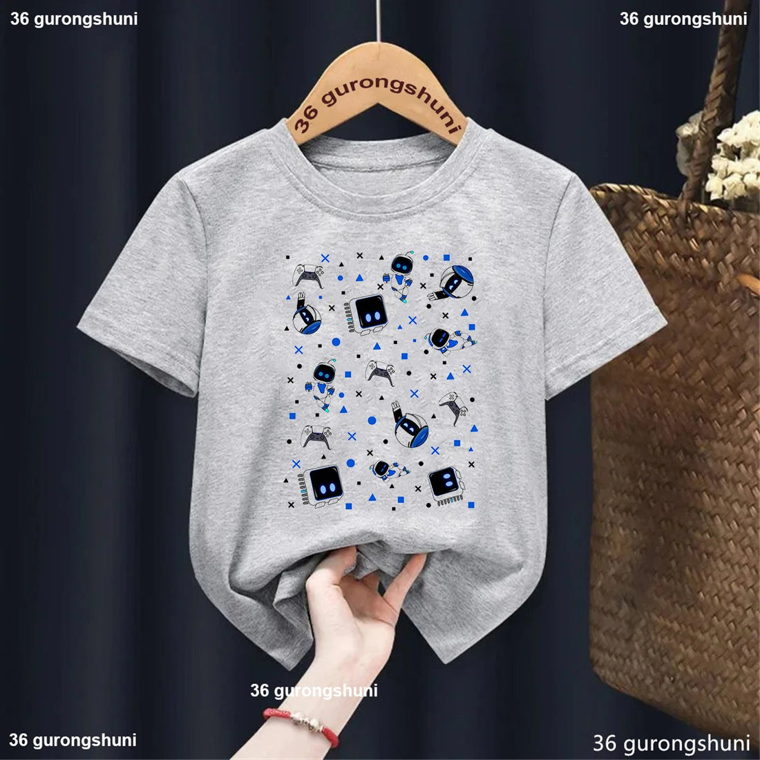 Newly Boys T-Shirts Astros Playroom Cartoon Print Children'S Tshirt Summer Casual Boys Clothes Toddler T Shirt Tops 1 To13 Year