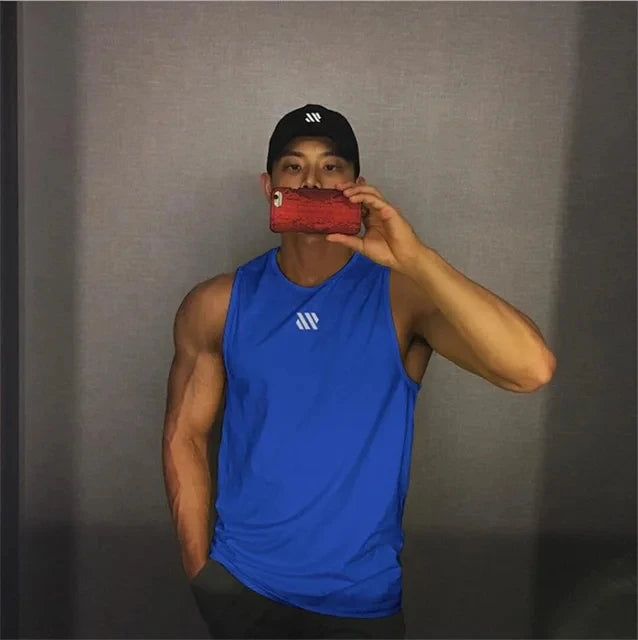 2024 Mens fitness gyms Tank top men Fitness sleeveless shirt Male mesh breathable Sports vest Undershirt Gyms Running vest men