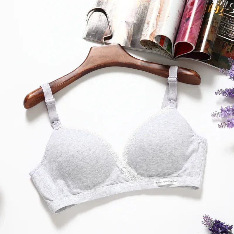 Maternity Lace Trim Nursing Bra Wireless Lingerie Breastfeeding Bra for Pregnant Women Pregnancy Breast One Size Sleep Underwear