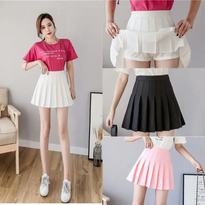 Mini Skirts Womens 2024 Summer Japanese School Pleated Skirts High Waist Kawaii Cute Pink Plaid Skirt Uniform Harajuku Jupe