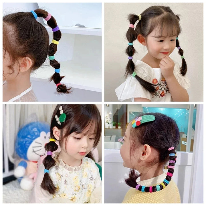 20/50/100PCS Colorful Basic Nylon Ealstic Hair Ties for Girls Ponytail Hold Scrunchie Rubber Band Kids Basic Hair Accessories