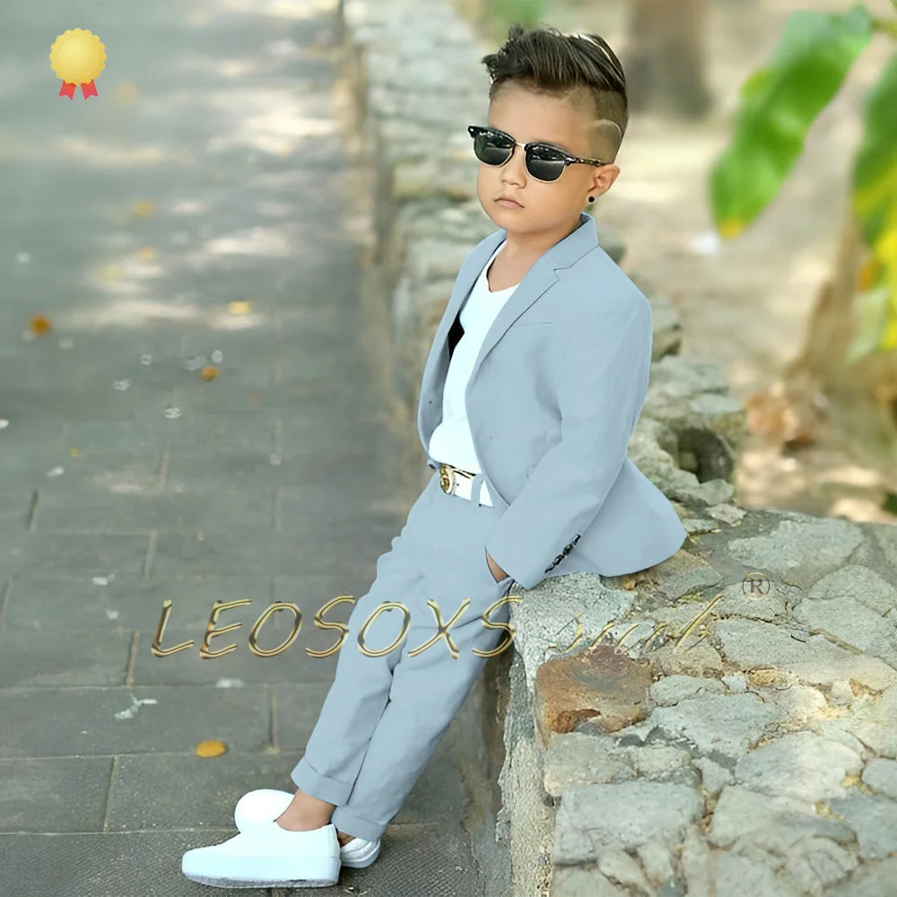 Kids suit 2-piece set (blazer + trousers) suitable for events, celebrations, parties, vacations, customized boys' suits