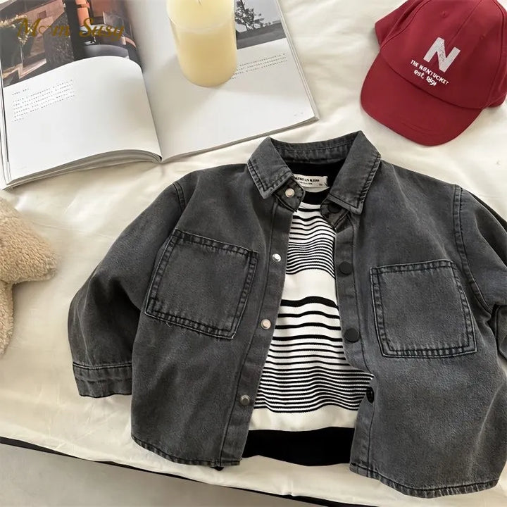 Fashion Baby Girl Boy Jean Shirt Jacket Infant Toddler Kid Denim Blouses Long Sleeve Spring Autumn Outfit Baby Clothes 1-10Y