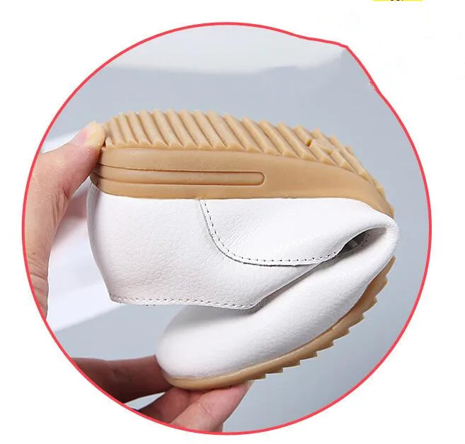 2024 New Spring Women Oxford Shoes Ballerina Flats Shoes Women Genuine Leather Shoes Moccasins Lace Up Loafers White Shoes 36-41