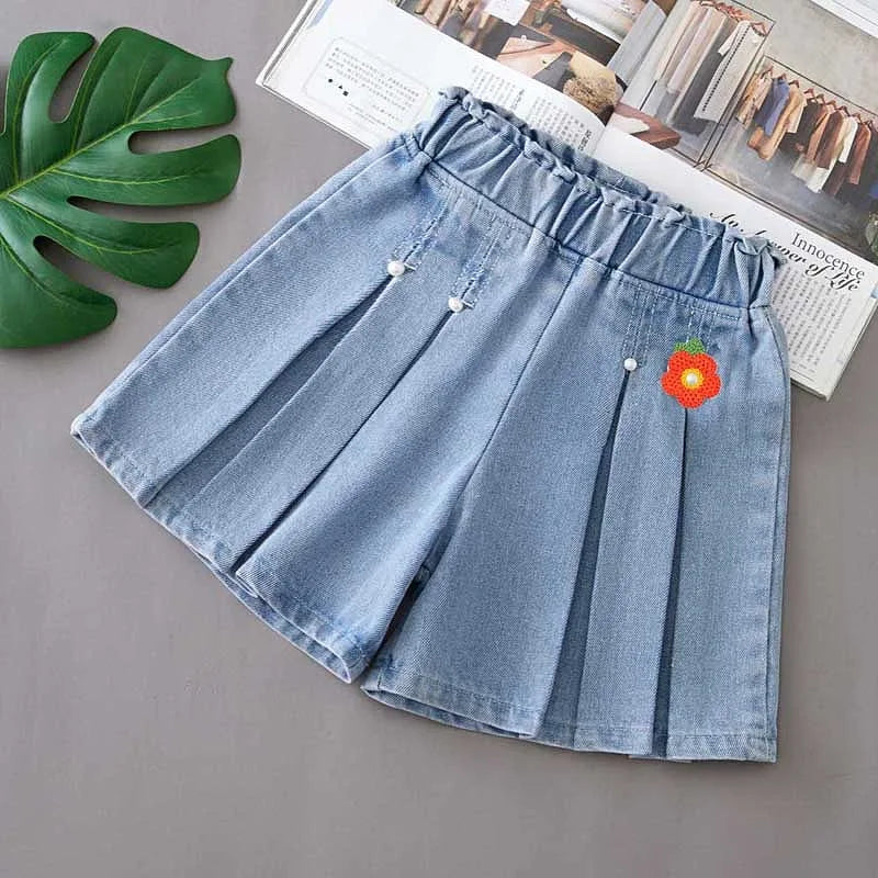 1PCS Girls Shorts Kids Denim Pants Casual Jeans Children Cartoon Printed Clothing Teenagers Short Trousers Kids Infant Gifts