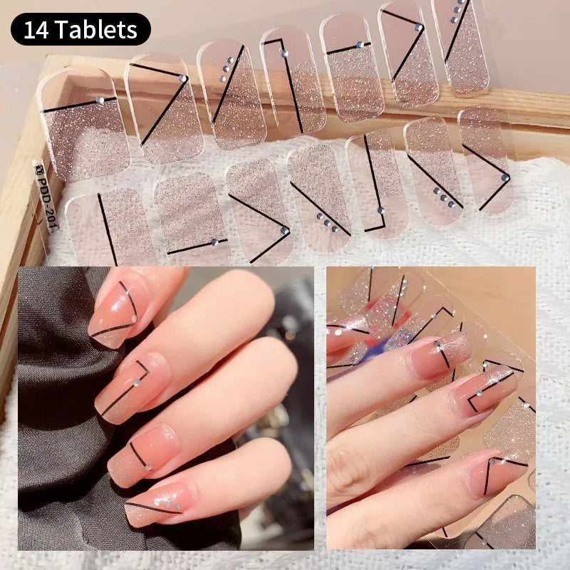 Full Cover Nail Stickers Fashion Nail Polish Nail Decoration Sparkling Glitter Self Adhesive Manicure Designer Nail Art Sticker