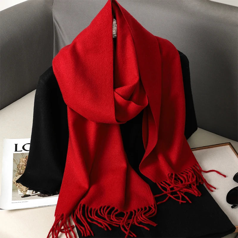 New 62 Color Winter Scarf For Women Long Warm Cashmere Scarves Hijab Solid Lady Shawl Wrap Female Pashmina Bandana Head Scarfs