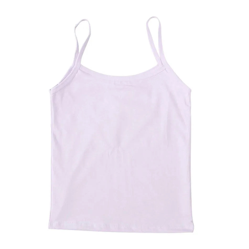 Girls Development Period Solid Color Cotton Soft Breathable Underwear Vest Girls Anti Exposure  Safety Underwear Girl Camisole