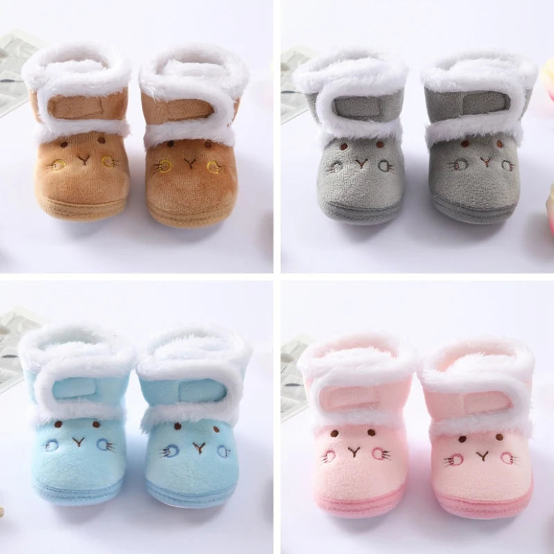 Snow Boots Baby Toddler Soft Sole Plus Velvet Warm Newborn First Walkers Infant Comfortable Walking Shoes