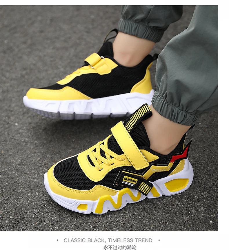 Cartoon Kids Shoes for Boys Mesh Sneakers Children Casual Sport Little Boy Running Tenis Yellow School Student Shoes 2023